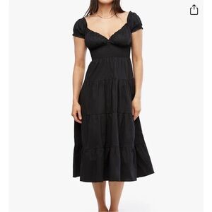 Weworewhat Puff Sleeve Smocked Midi Dress | Black size s